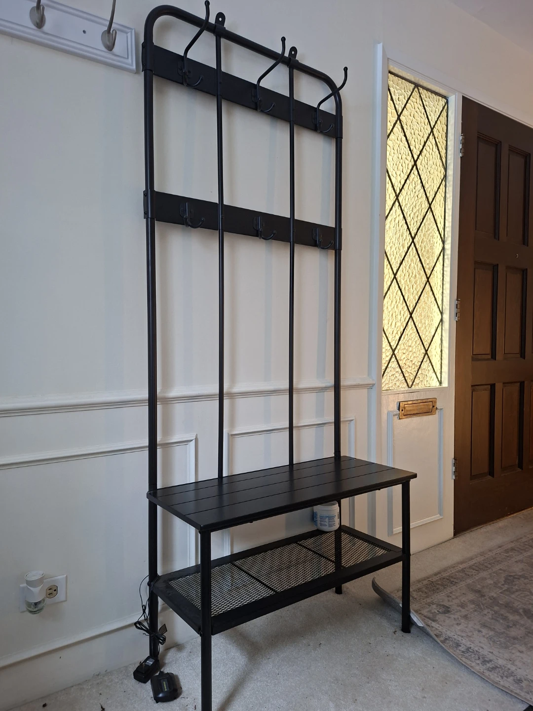 Black Hall Tree with Bench and Hooks - photo 2