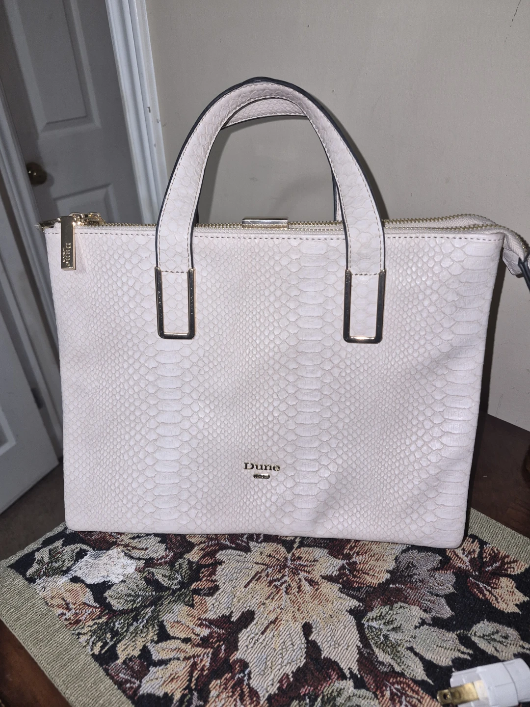 Dune London White Textured Satchel Handbag