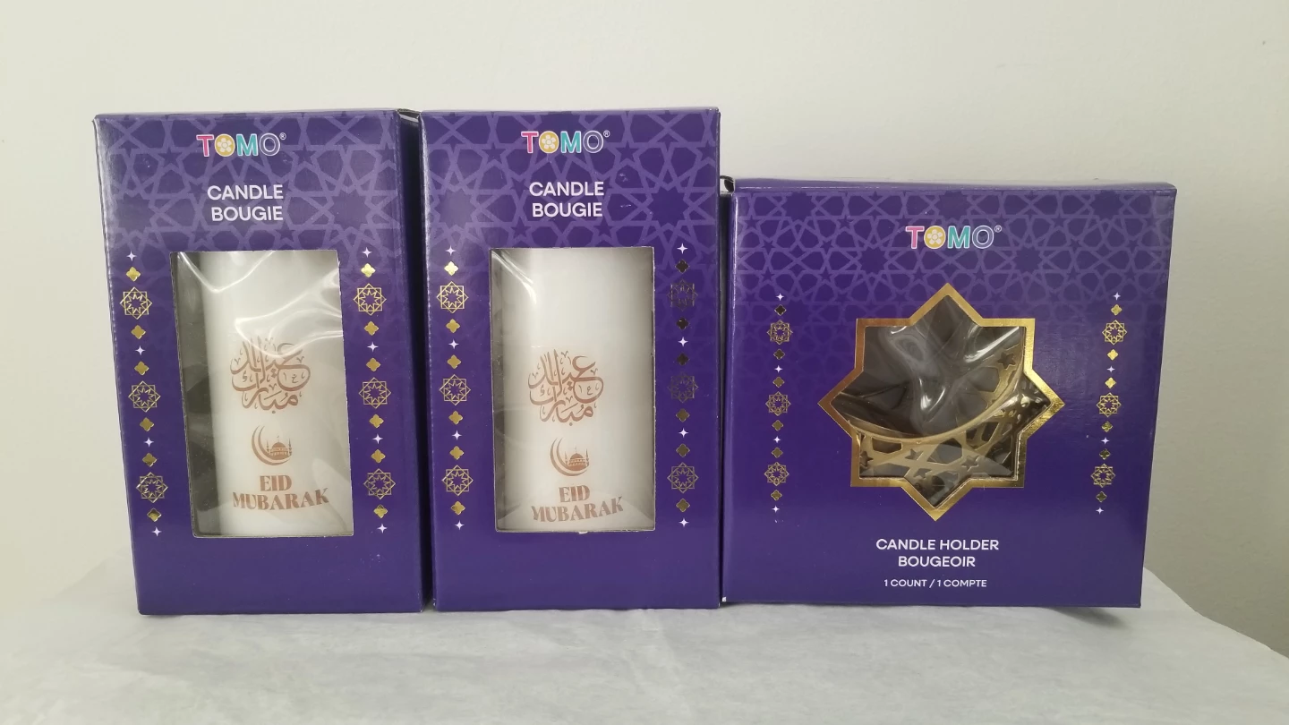 Tomo Eid Mubarak Candle Bougie and Candle Holder Bougeoir