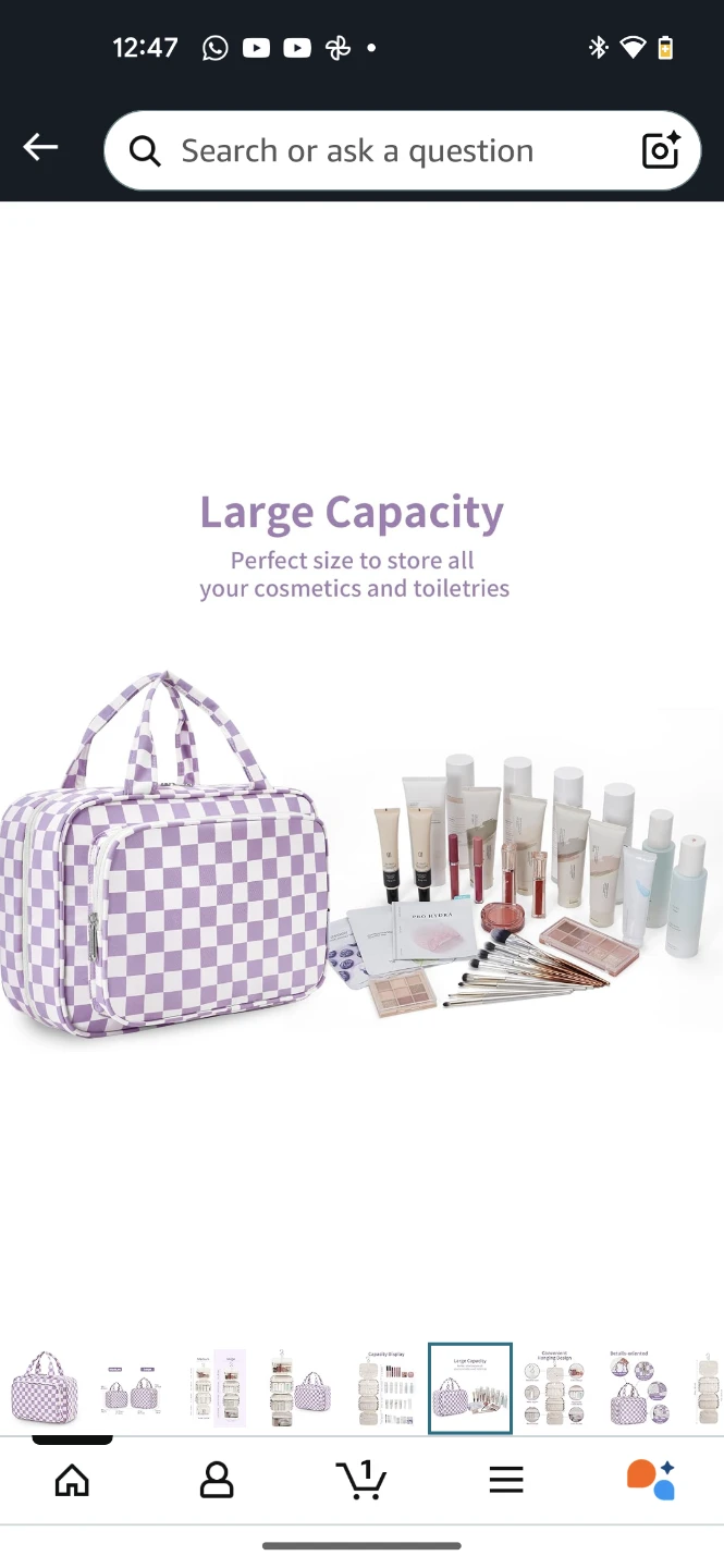 Narwey Travel Toiletry Bag - Large Purple Checkerboard - photo 5
