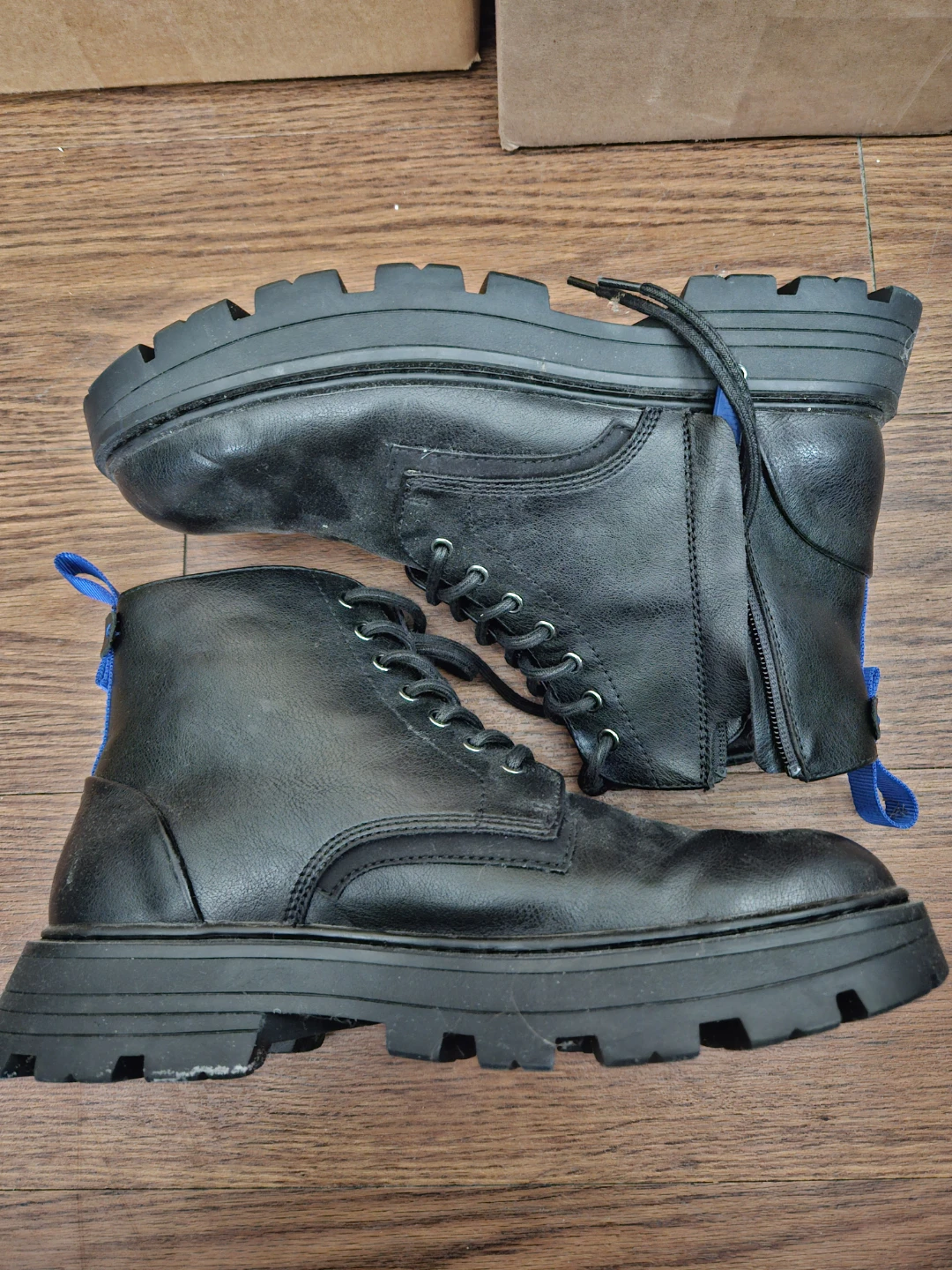 DKNY Black Lace-Up Combat Boots