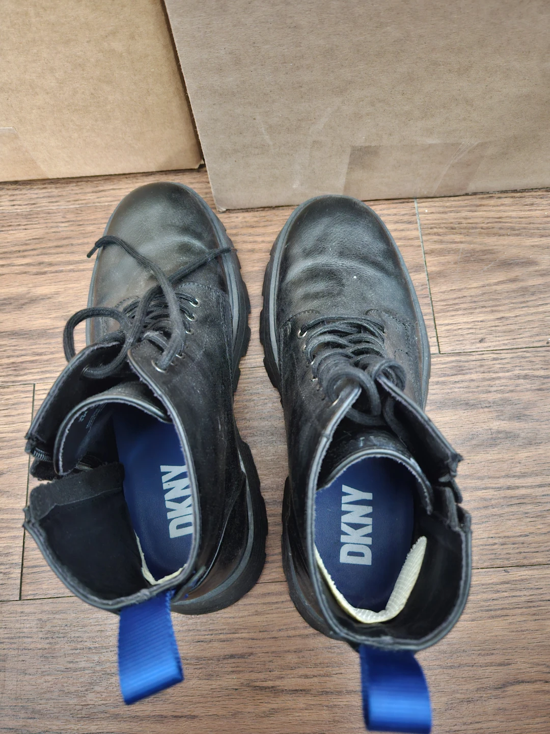 DKNY Black Lace-Up Combat Boots - photo 3