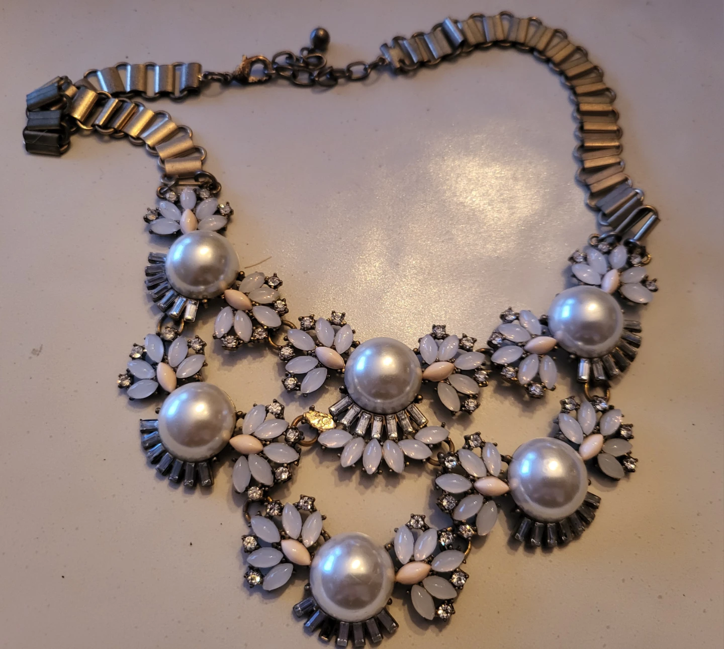 Vintage Necklace with Pearls and Crystals