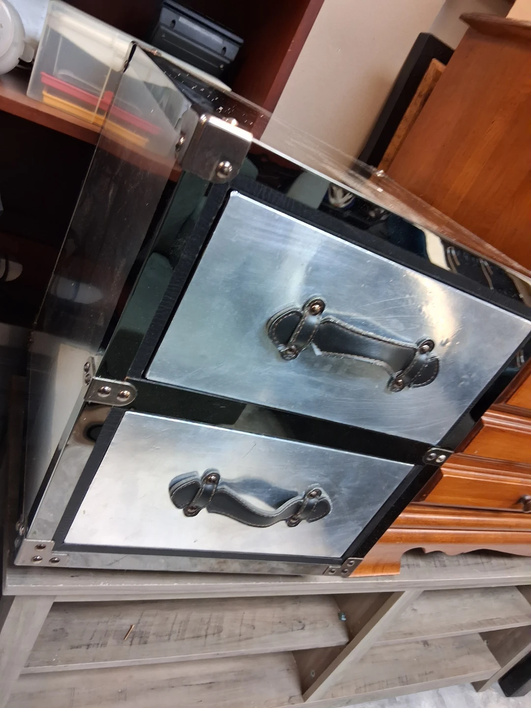 Silver & Black 2-Drawer Chest