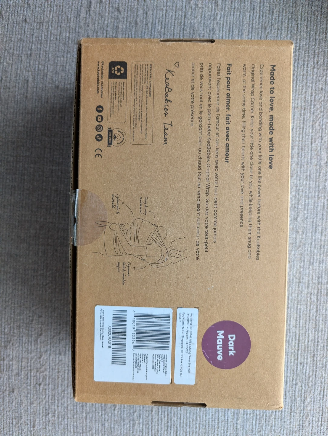 KeaBabies Original Baby Wrap Carrier - Dark Mauve - photo 2