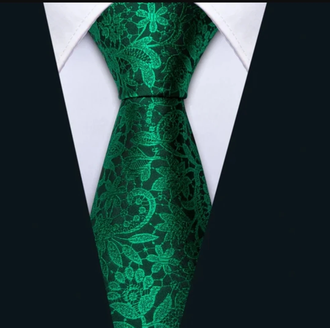 Classic Paisley Green JACQUARD WOVEN 100% Silk Men's Tie - photo 2