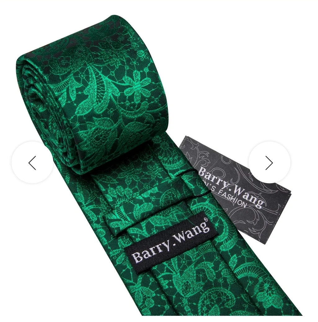 Classic Paisley Green JACQUARD WOVEN 100% Silk Men's Tie - photo 4