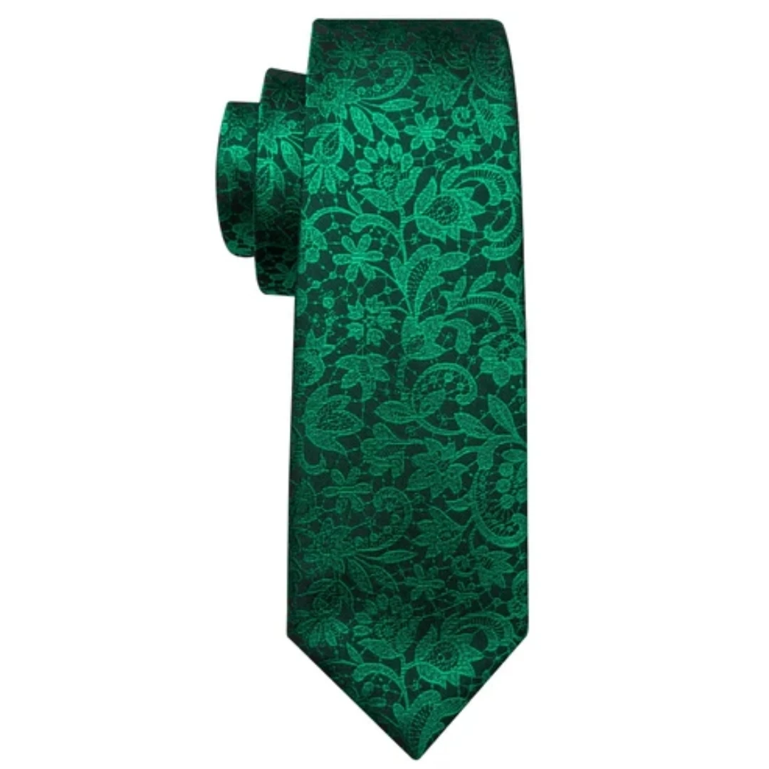 Classic Paisley Green JACQUARD WOVEN 100% Silk Men's Tie - photo 5