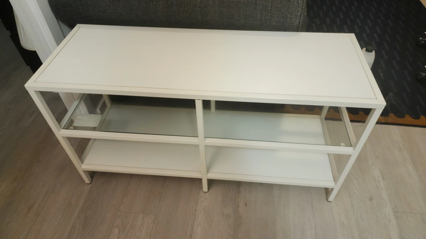 Metal TV Stand/Console with Glass - White - photo 2