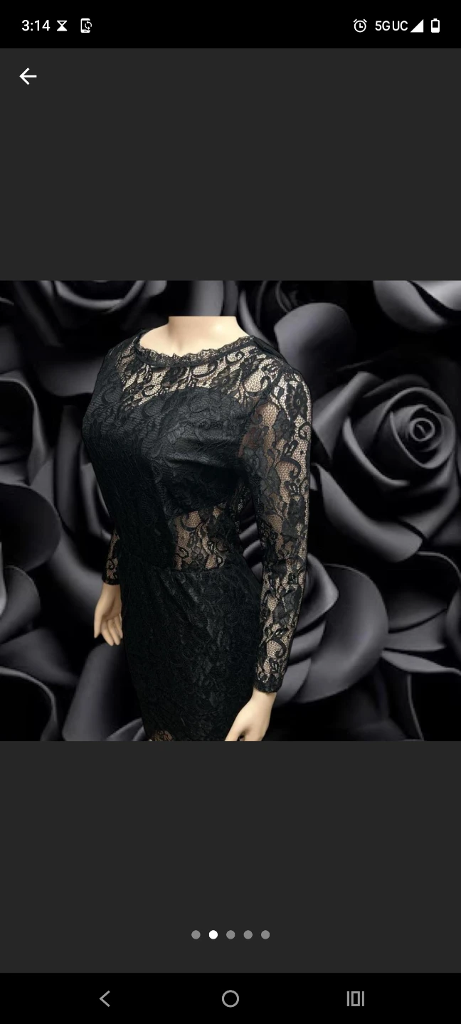 Black Lace Mini Dress with Beaded Back - photo 4