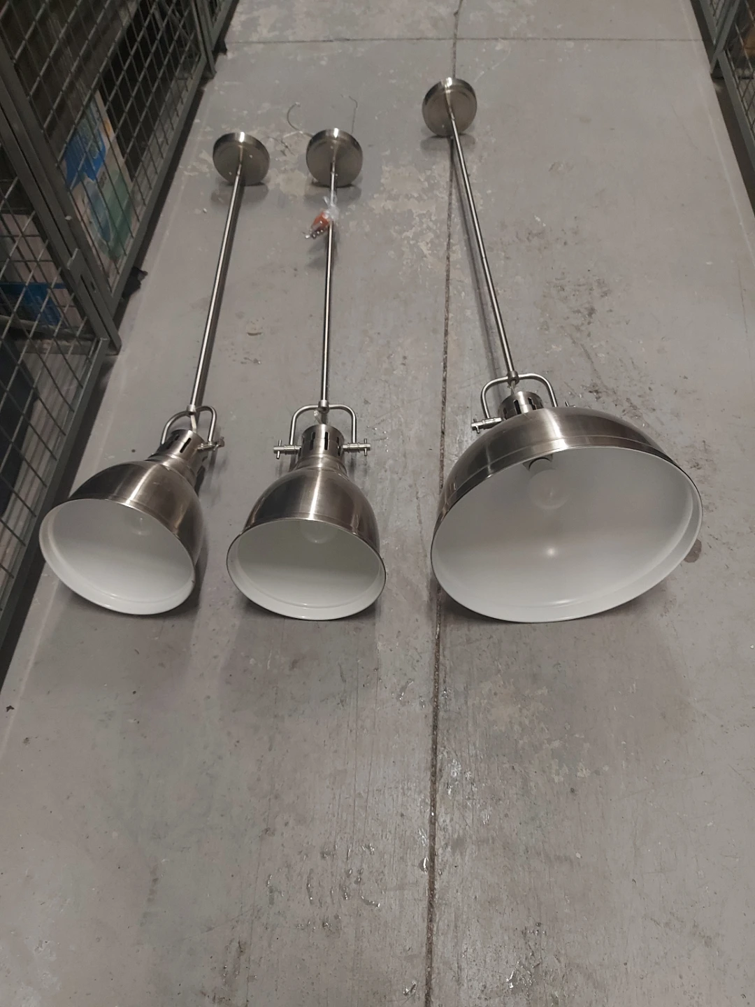 Set of 3 Brushed Nickel Pendant Lights - photo 5