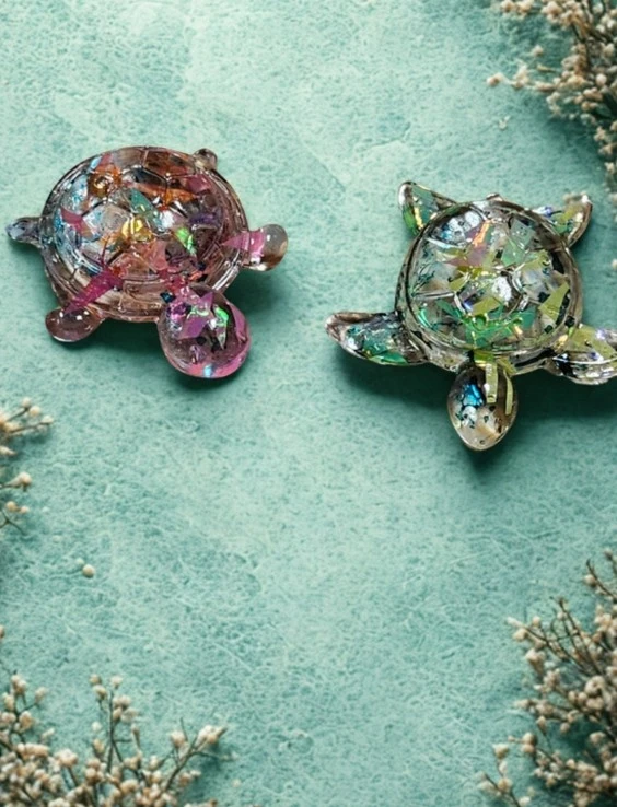Lot de 2 petites tortues décoratives en résine - photo 2