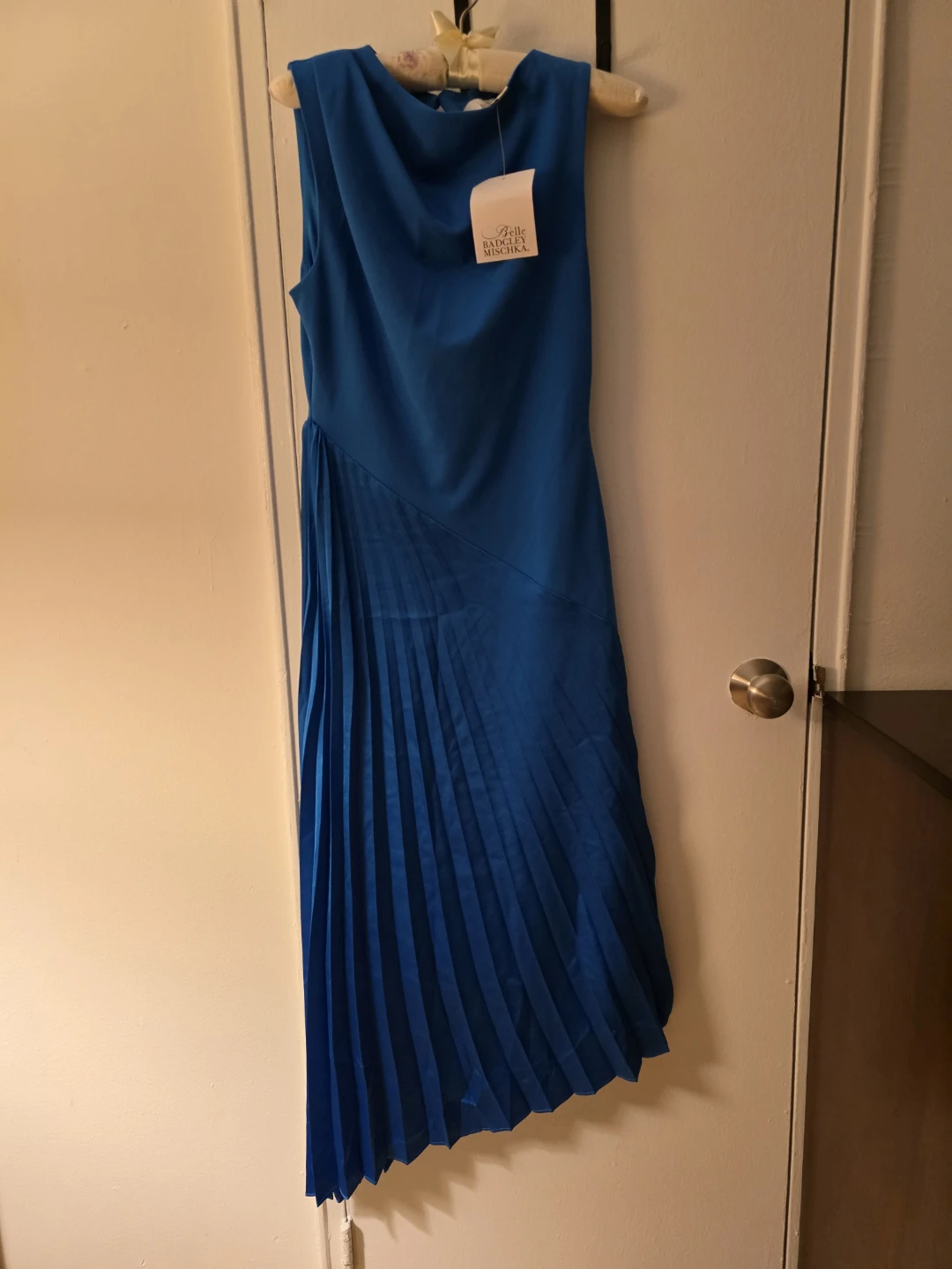 NEW! Belle Badgley Mischka Blue Pleated Dress Size 2