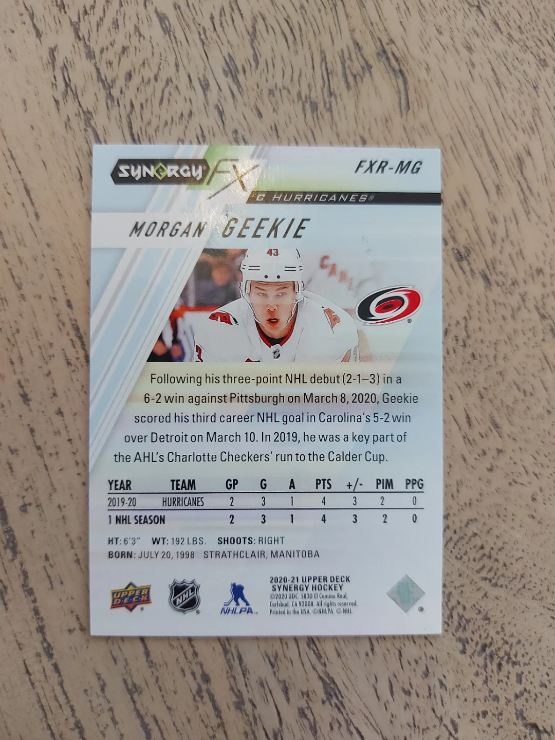 2020-21 Upper Deck Synergy  - Morgan Geekie RC 691/749 - photo 2