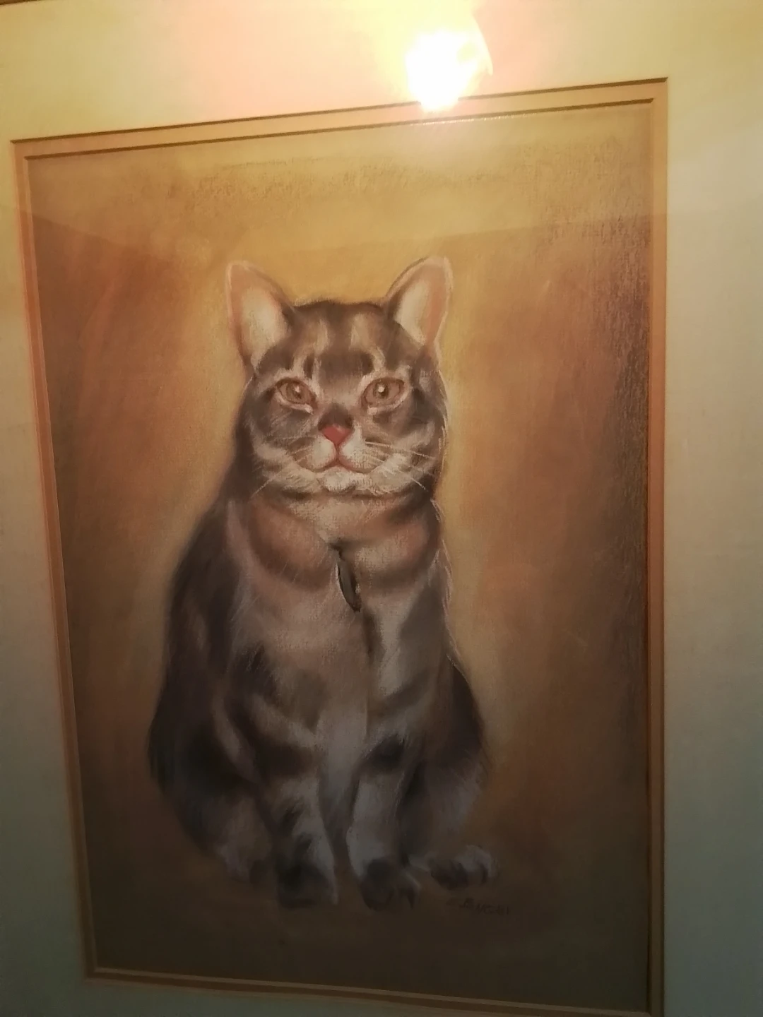 Vintage Framed Pastel Cat Portrait by J.B. Nicol 18x24" - photo 2