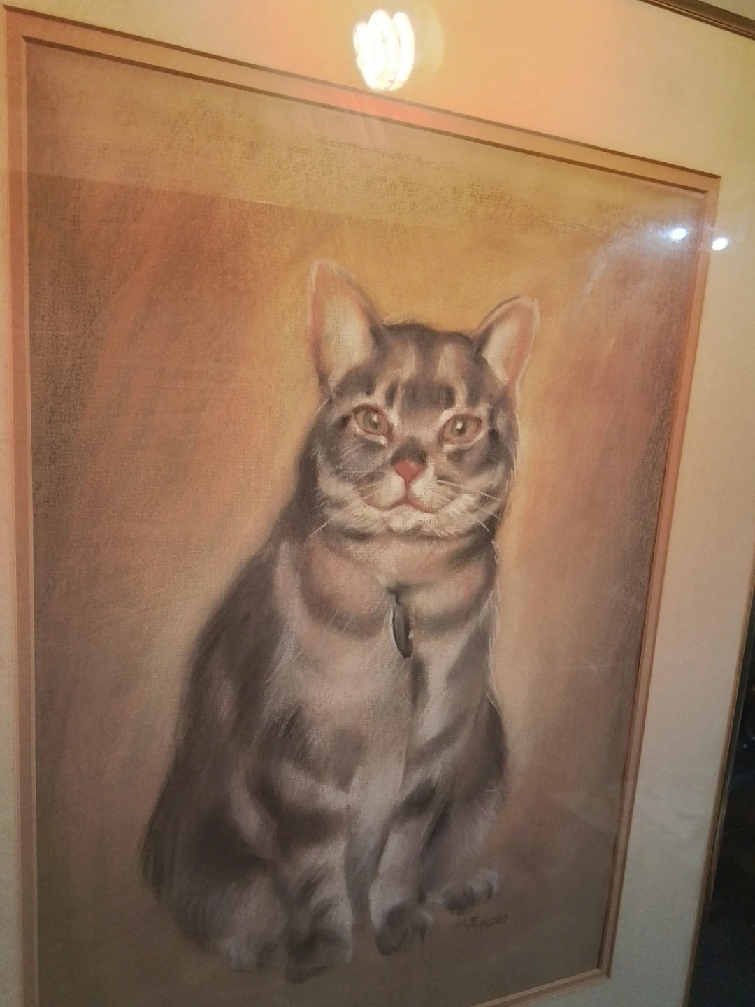 Vintage Framed Pastel Cat Portrait by J.B. Nicol 18x24" - photo 5