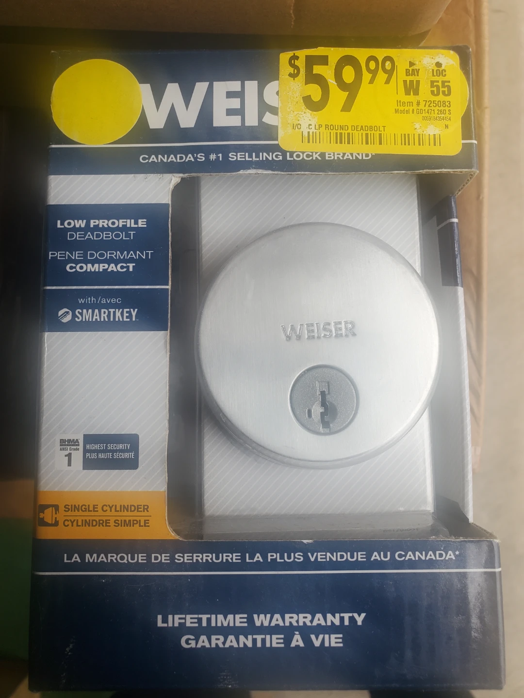 Weiser Low Profile SmartKey Deadbolt GD1471