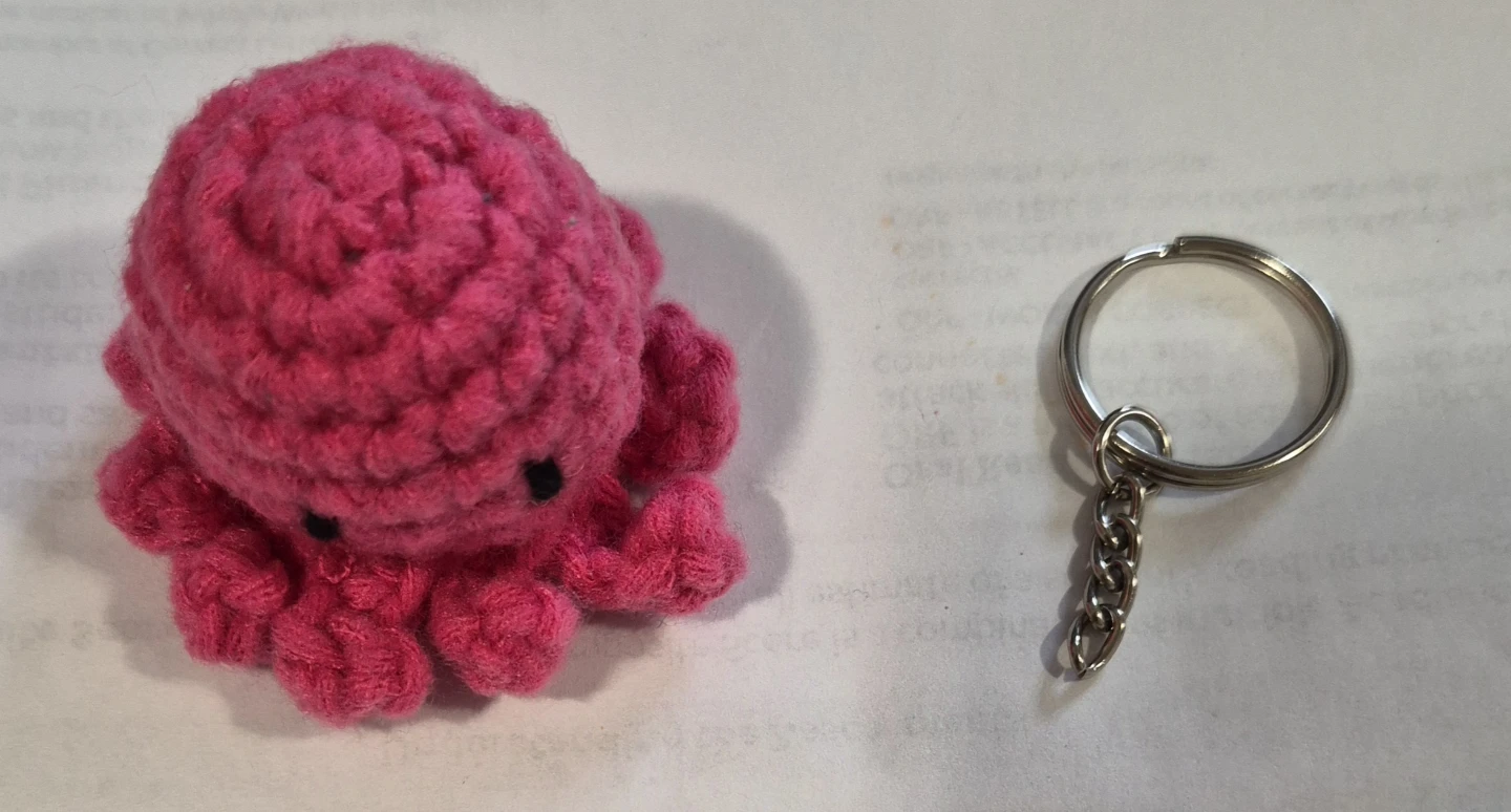 Pink Crochet Octopus Keychain - photo 2