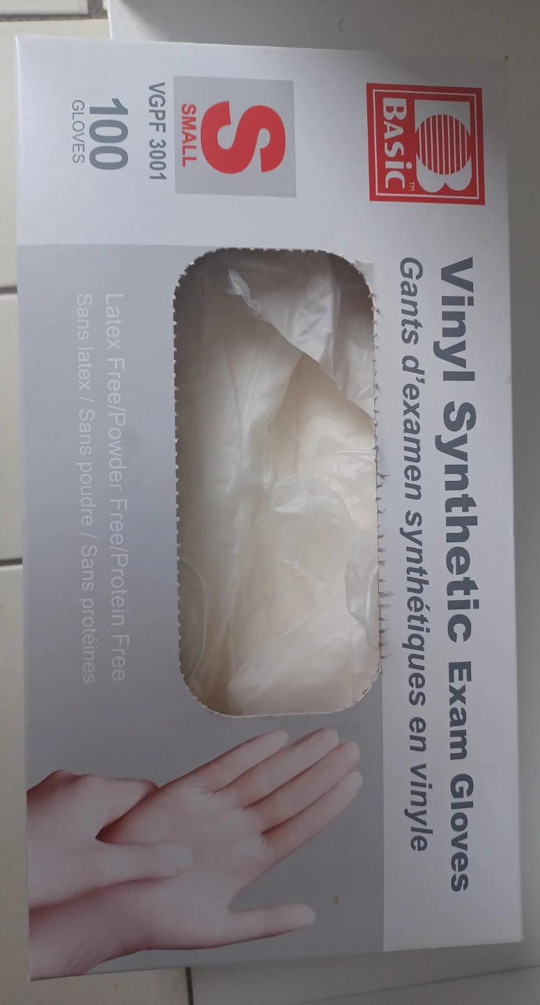 BASIC Vinyl Synthetic Exam Gloves - Small, 100 Count