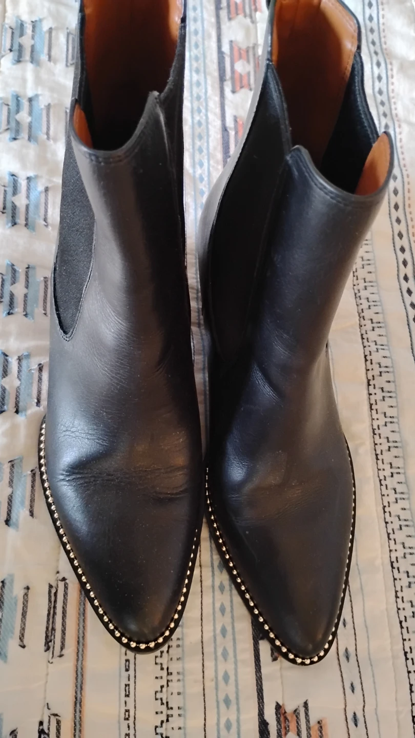 Coach Black Leather Ankle Boots with Studded Toe - photo 2