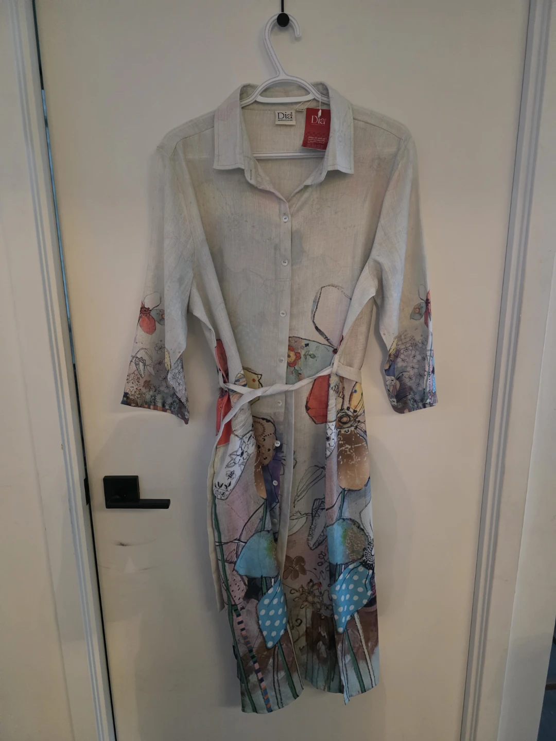 Linen shirtdress with floral print