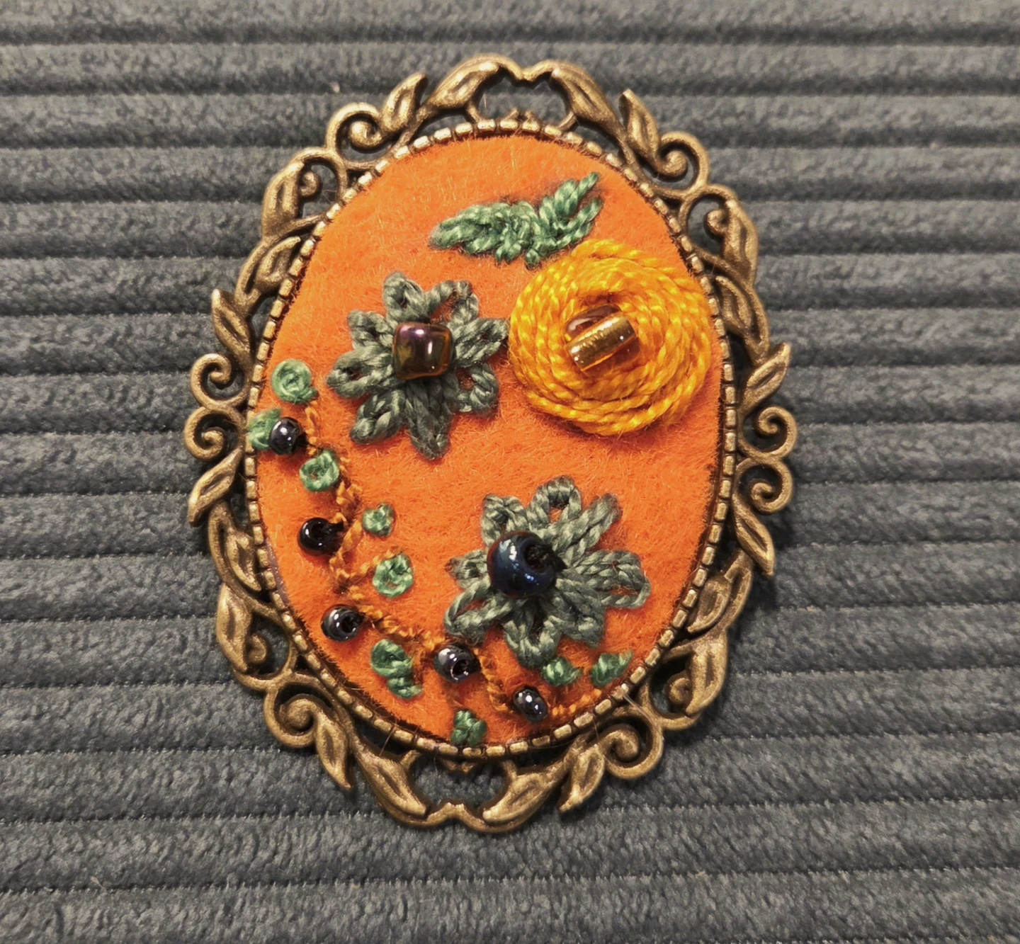 Embroidered Floral Brooch Pin