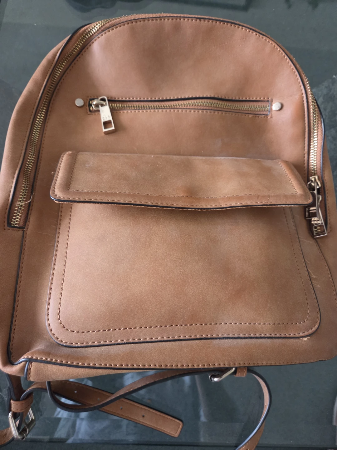 Brown Faux Leather Backpack