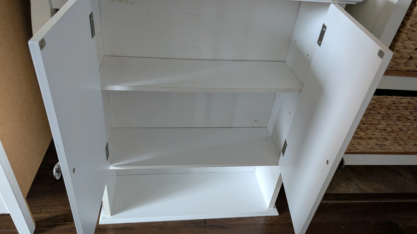 White Two-Door Cabinet with Open Shelf - photo 2