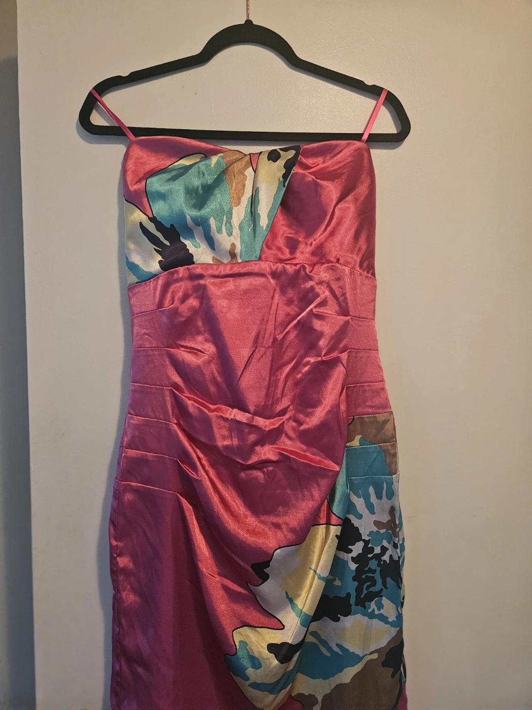 🧡 Le Château Pink Strapless Ruched Dress - Size L