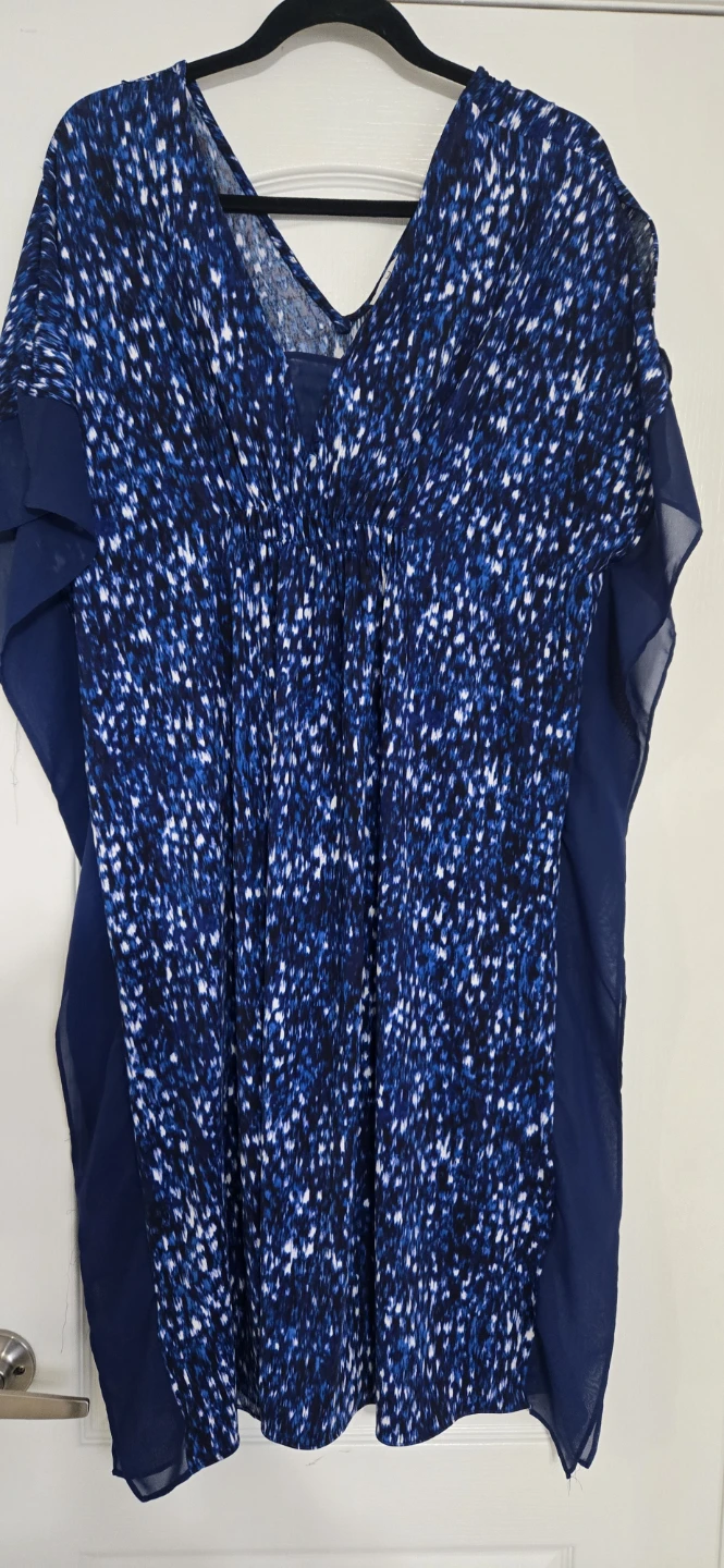 Blue and White Speckled Kaftan Dress