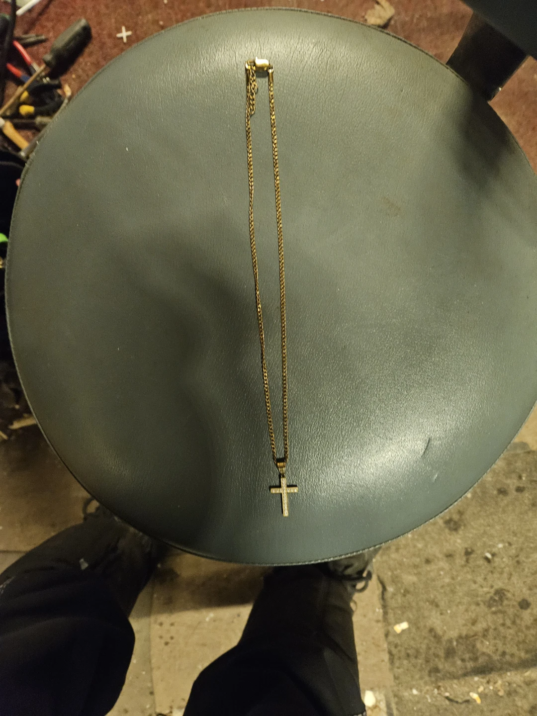 Gold tone Cross Necklace with Rhinestones - photo 2