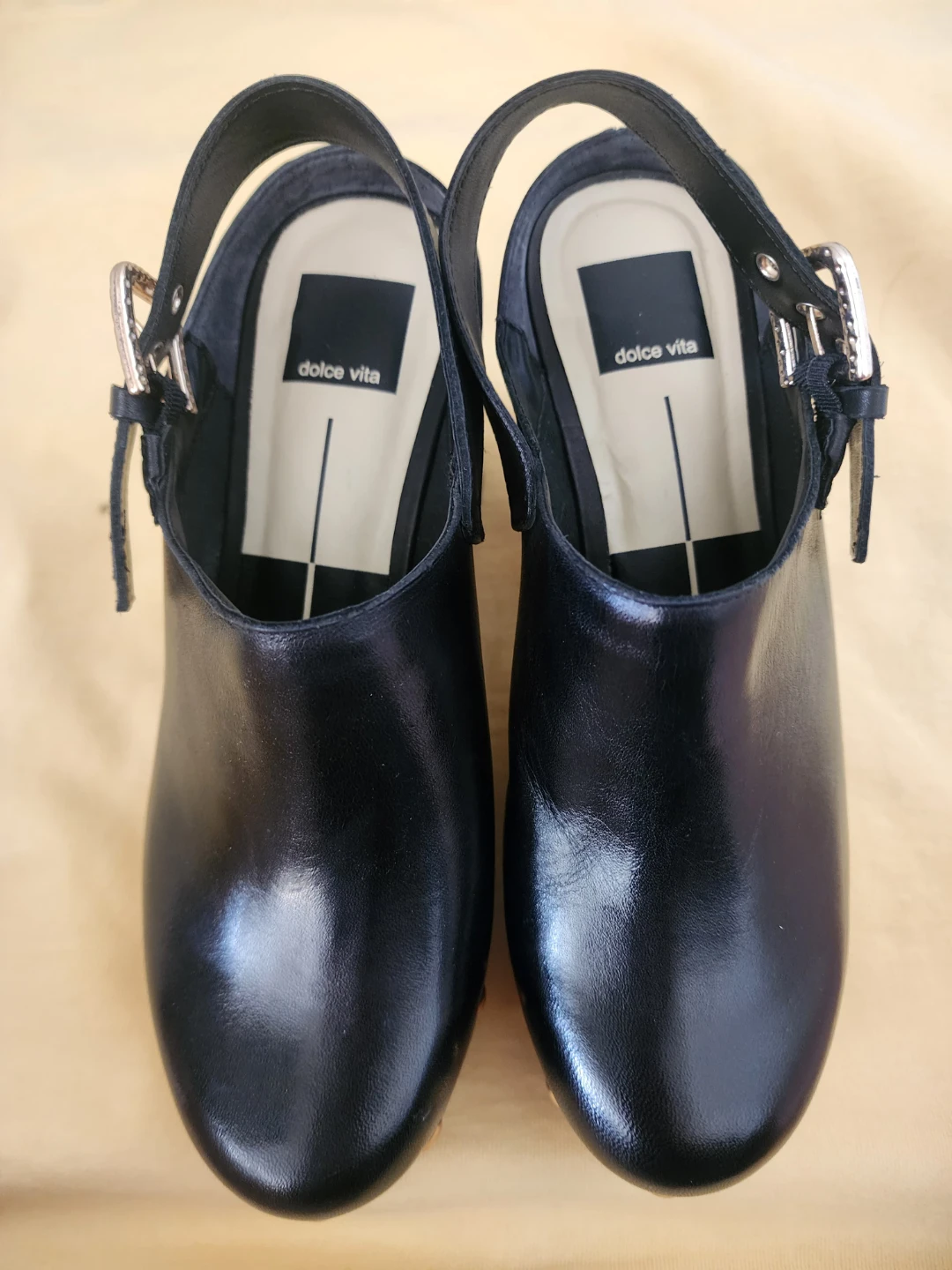 Dolce Vita Black Leather Clog Heeled Sandals - photo 5