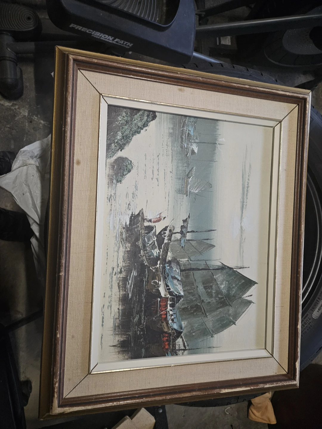 vintage mid-century  oil painting on canvas by, Peter Wong.  - photo 2