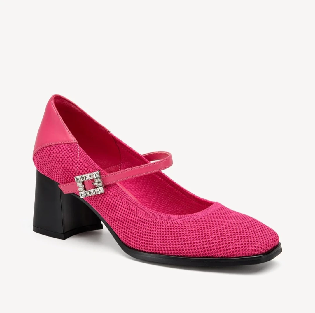 Pink Mary Jane Heels with Buckle Detail