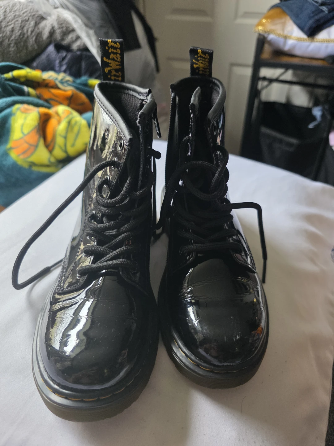 Dr. Martens Black Patent Leather Lace-Up Boots