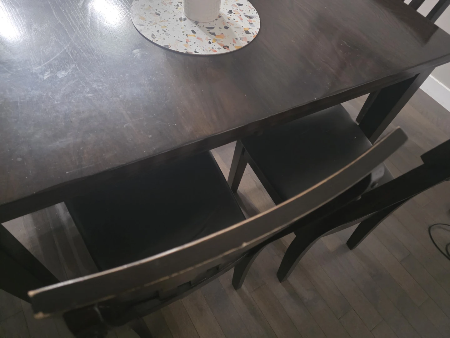 Dark Wood Dining Table with Chairs and Bench - photo 2