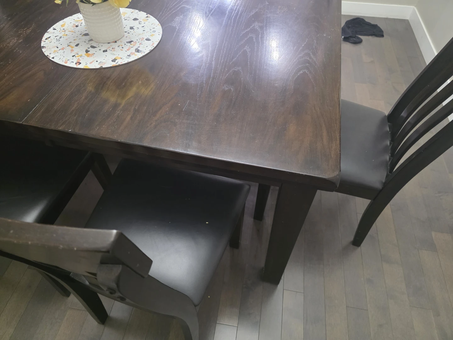 Dark Wood Dining Table with Chairs and Bench - photo 3