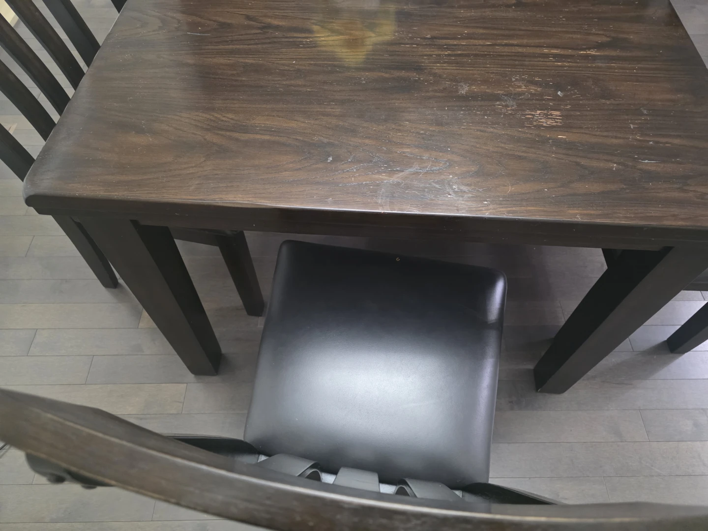 Dark Wood Dining Table with Chairs and Bench - photo 4