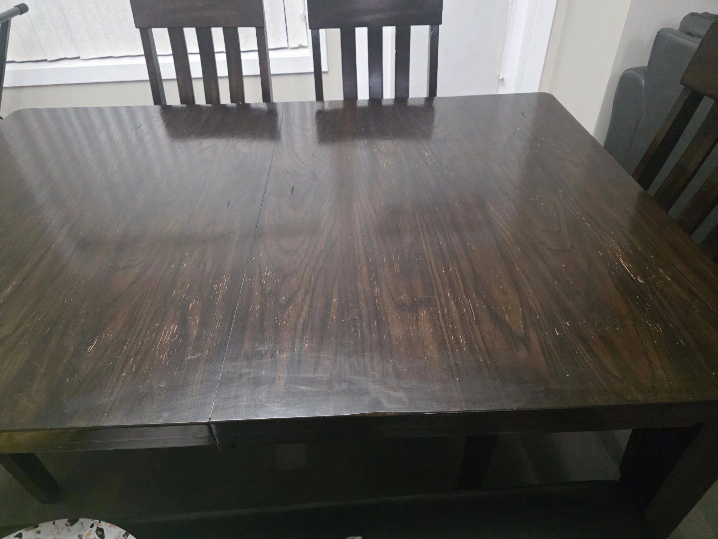 Dark Wood Dining Table with Chairs and Bench - photo 5