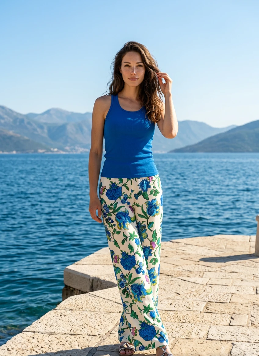 Women's Floral Print Wide Leg Pants