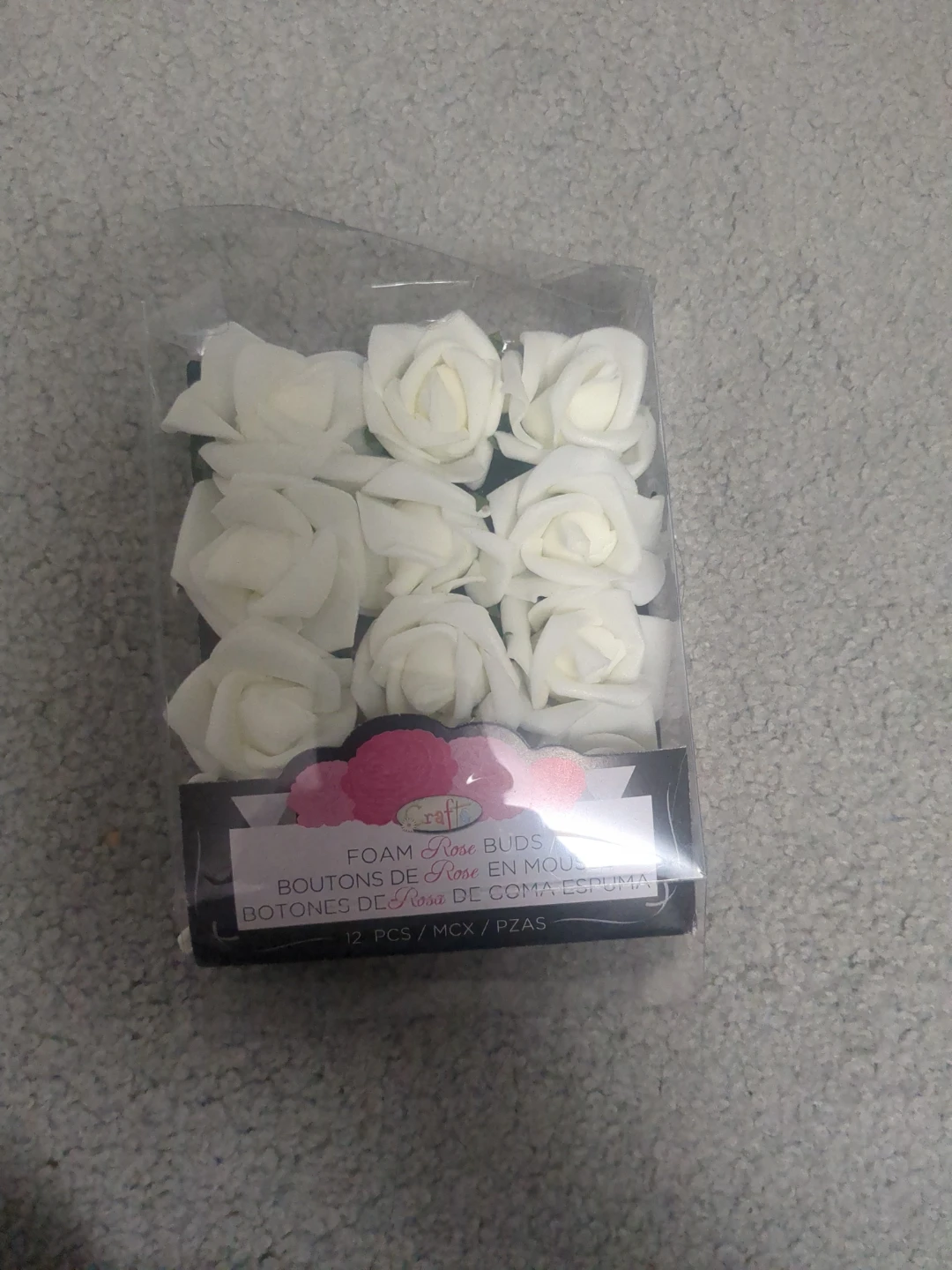 Craft Foam Rose Buds - White (12 Pcs)
