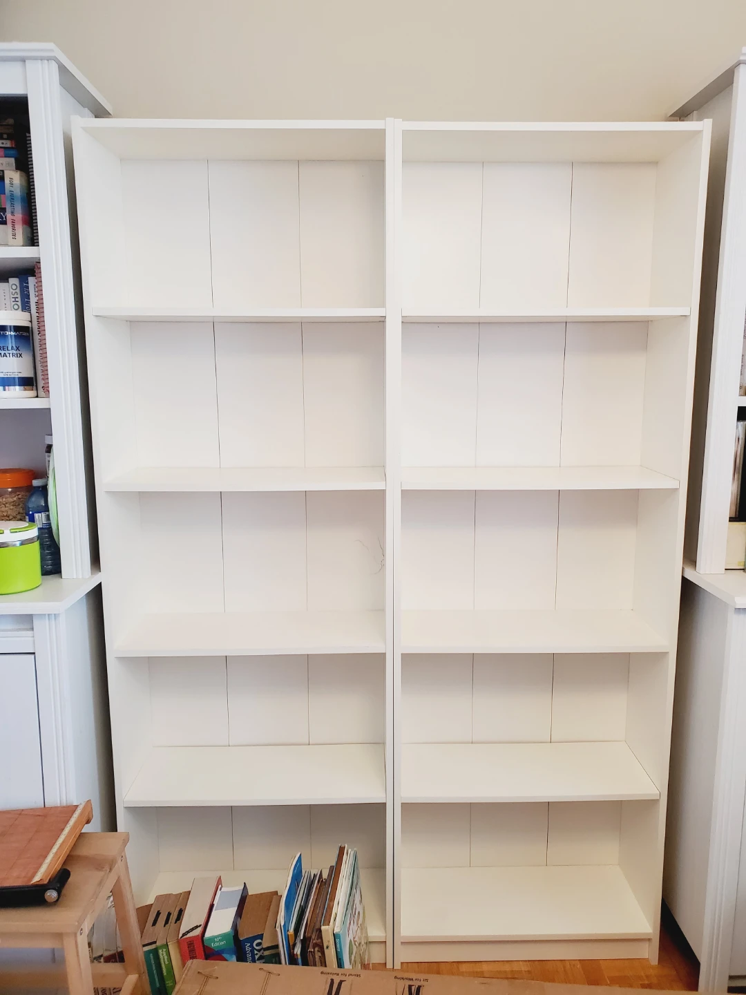🧡 Two (2) White 5-Shelf Bookcase