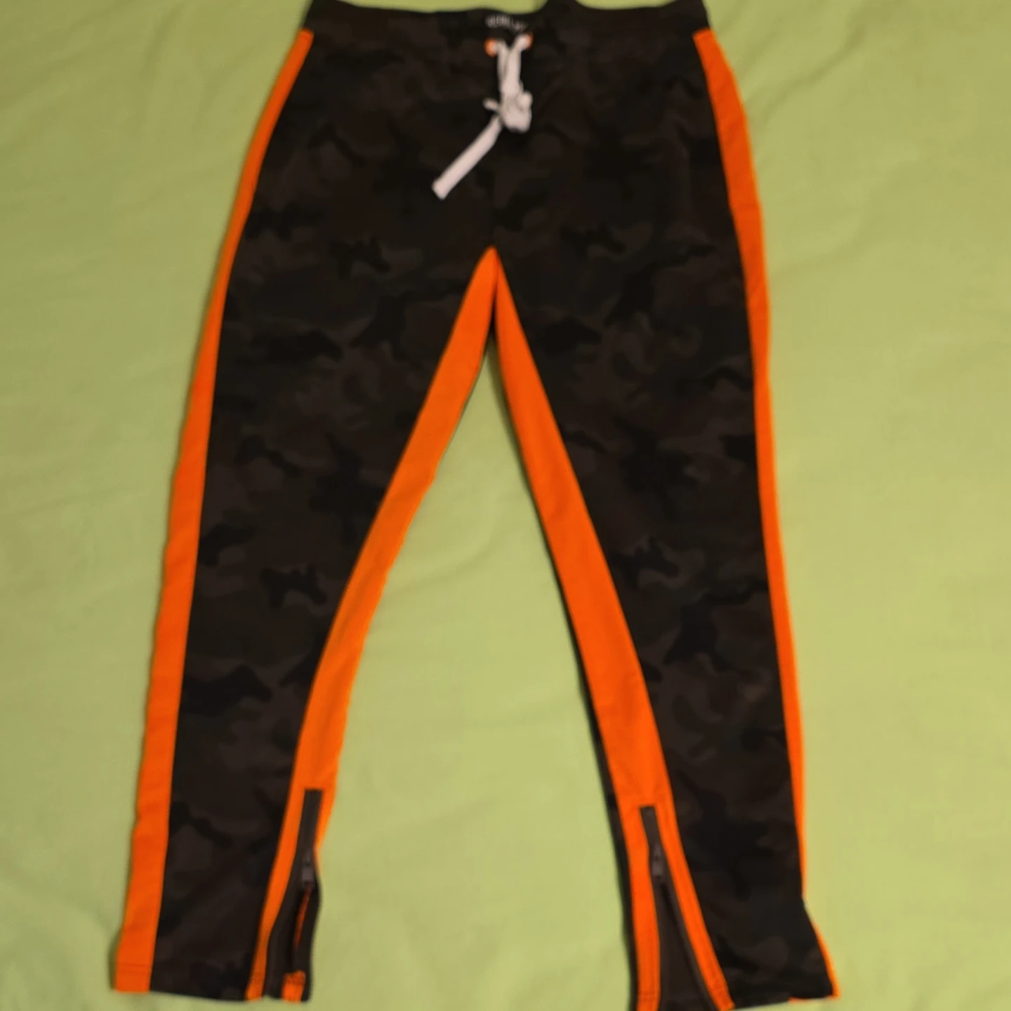 Kids Camo Jogger Pants with Orange Stripes