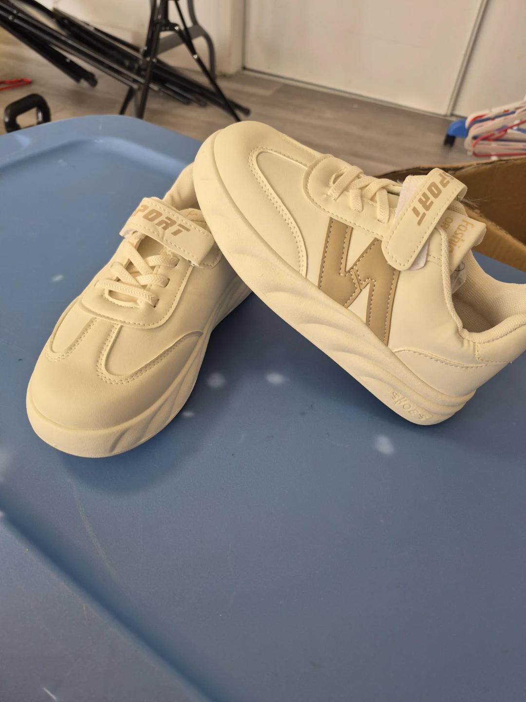 Cream Sport Sneakers with Velcro Strap - photo 3