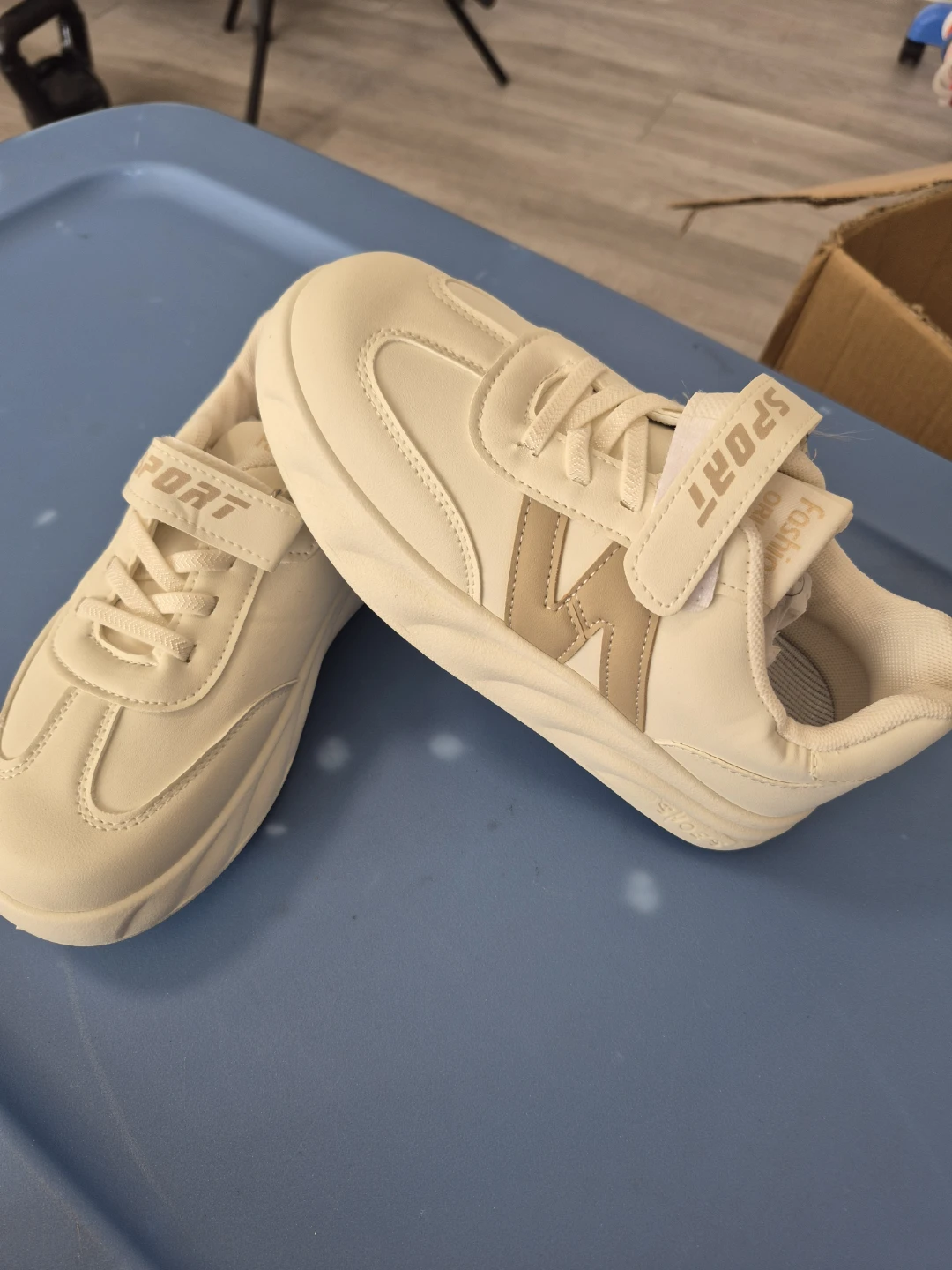 Cream Sport Sneakers with Velcro Strap - photo 4
