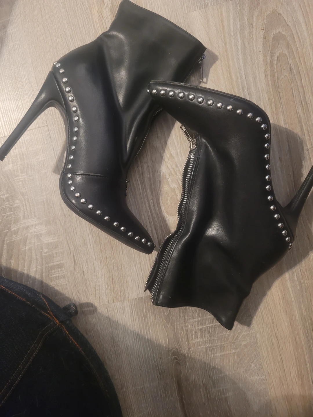 Black Studded High Heel Ankle Boots - Size 6 - photo 2