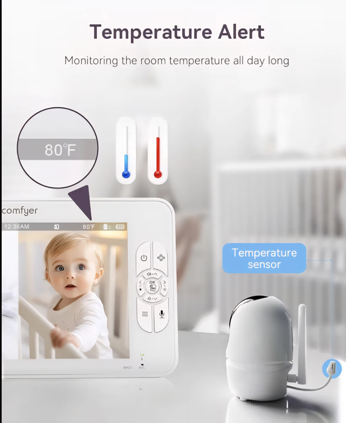 Comfyer 7" HD Split Screen Baby Monitor with 2 Cameras - photo 3