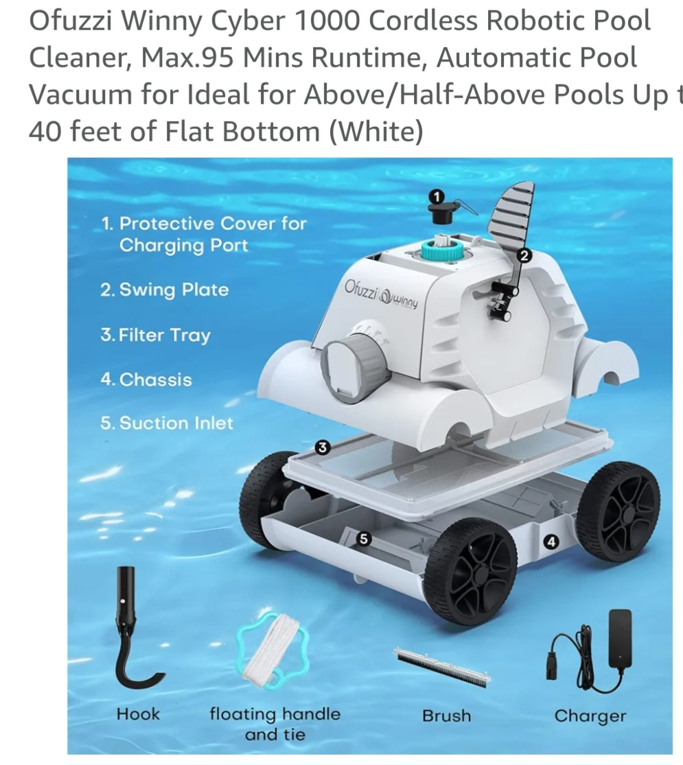 Ofuzzi Winny Cyber 1000 Cordless Robotic Pool Cleaner (White) - photo 5