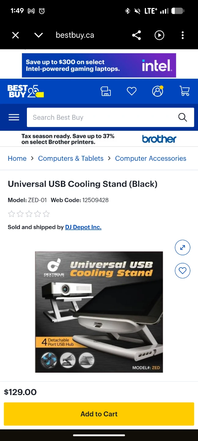 In box Dextrous Universal USB Cooling Stand ZED