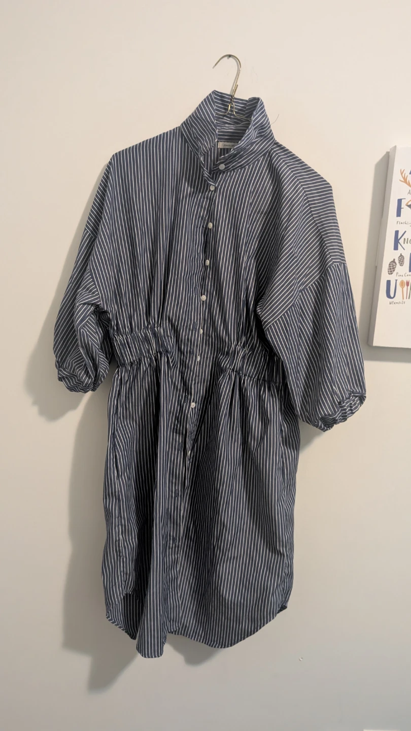 Blue and White Striped Dress with cinched waist - photo 2